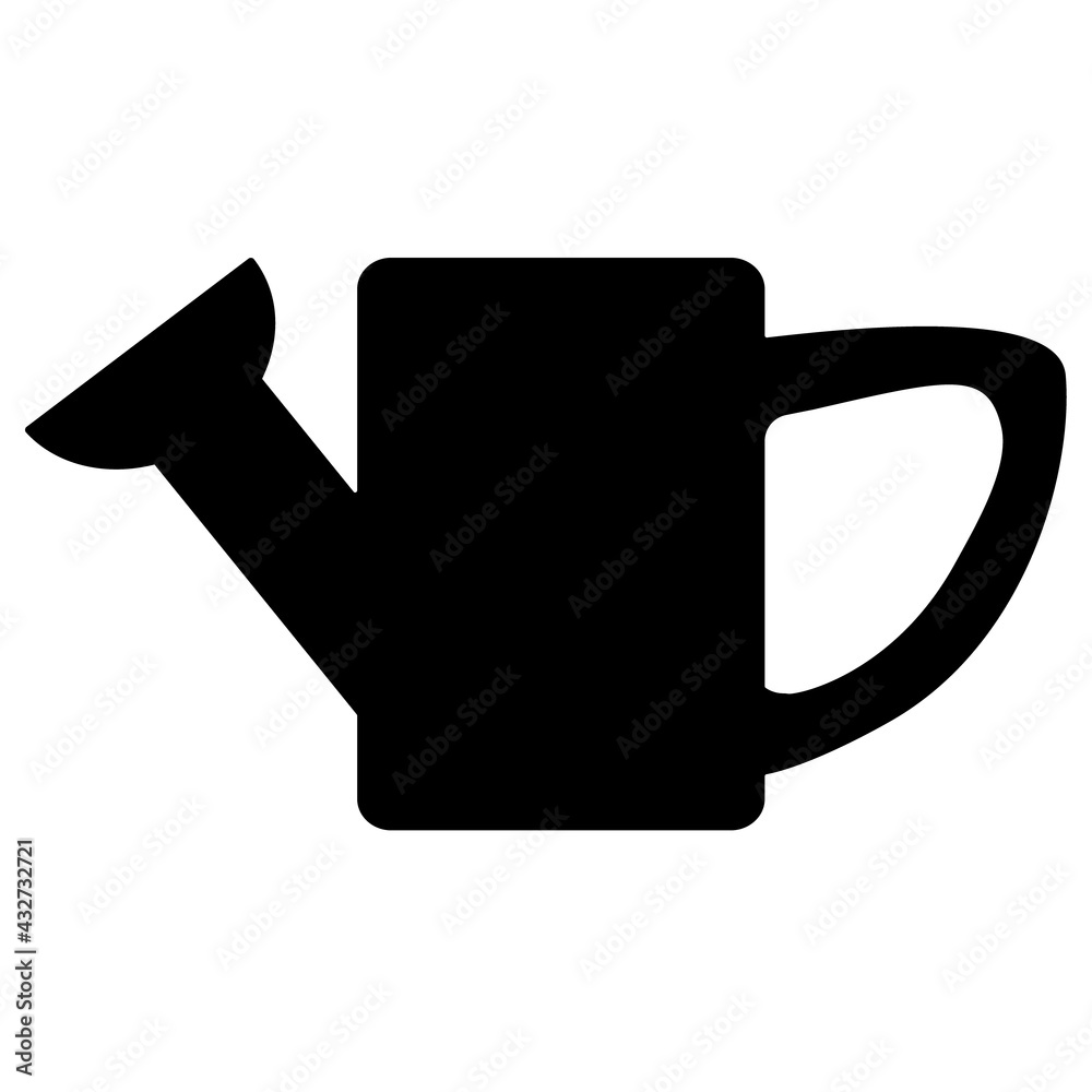 black silhouette of a small rectangular baby watering can, on a white background black silhouette of a small rectangular baby watering can, on a white background