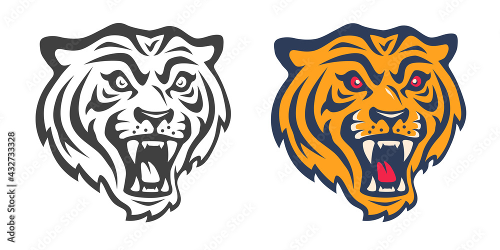 Vector retro sport logo with head of a tiger.