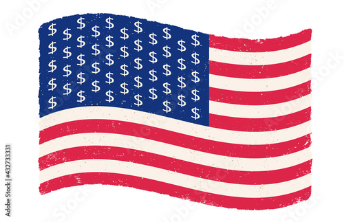 American flag with dollar signs
