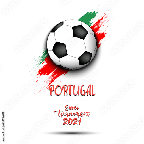 Soccer ball on the flag of Portugal
