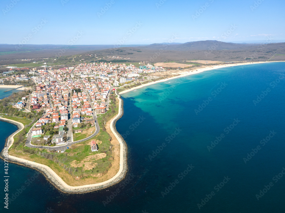 Aerial view of town of Primorsko,  Bulgaria