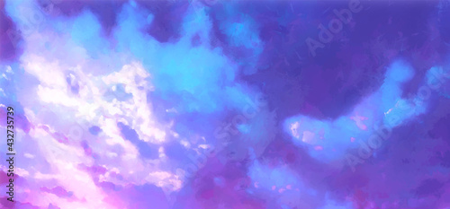 Beatiful Sky with Clouds Artistic Background. Cloudscape Painting