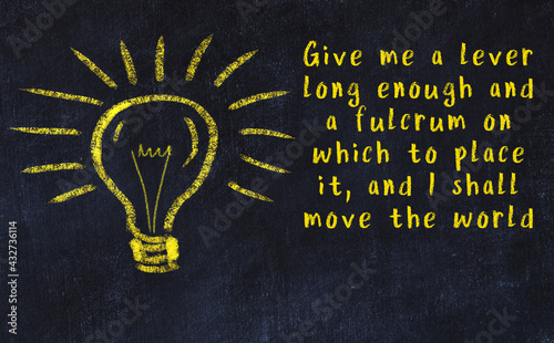 Chalk drawing of a bulb and inscription of wise quote