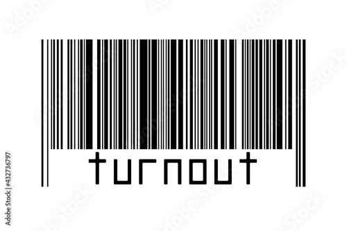 Digitalization concept. Barcode of black horizontal lines with inscription turnout photo