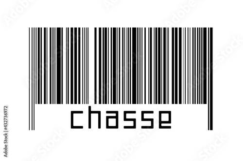 Barcode on white background with inscription chasse below photo