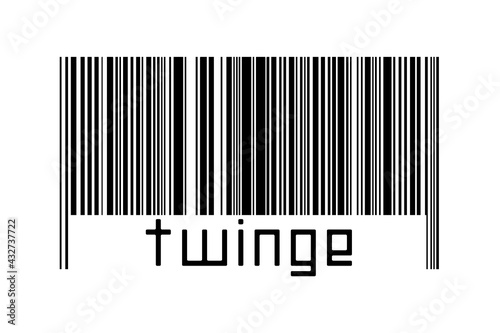 Barcode on white background with inscription twinge below