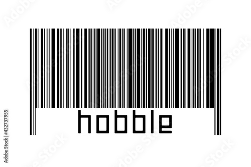 Barcode on white background with inscription hobble below