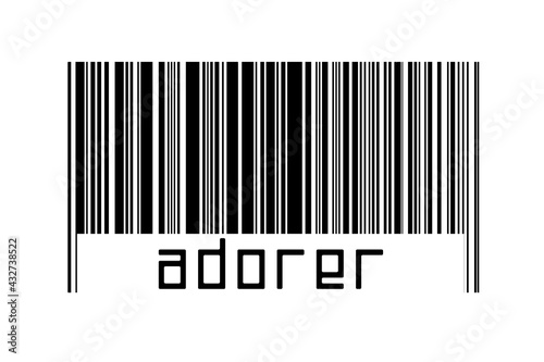 Barcode on white background with inscription adorer below