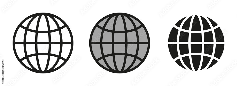 Obraz World icon set. Set of flat style globe icons. Vector symbols for www, world wide web, globe or internet