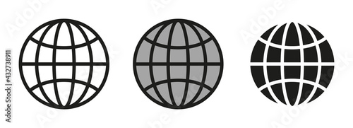 World icon set. Set of flat style globe icons. Vector symbols for www, world wide web, globe or internet 