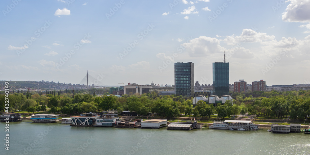Belgrade, Serbia - May 2, 2021: View of Belgrade from the Kalemegdan Fortress.