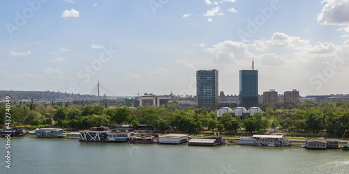 Belgrade, Serbia - May 2, 2021: View of Belgrade from the Kalemegdan Fortress.