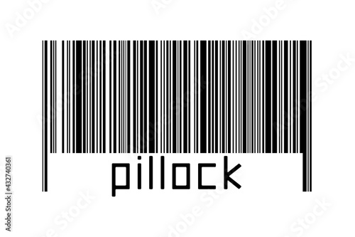 Barcode on white background with inscription pillock below photo