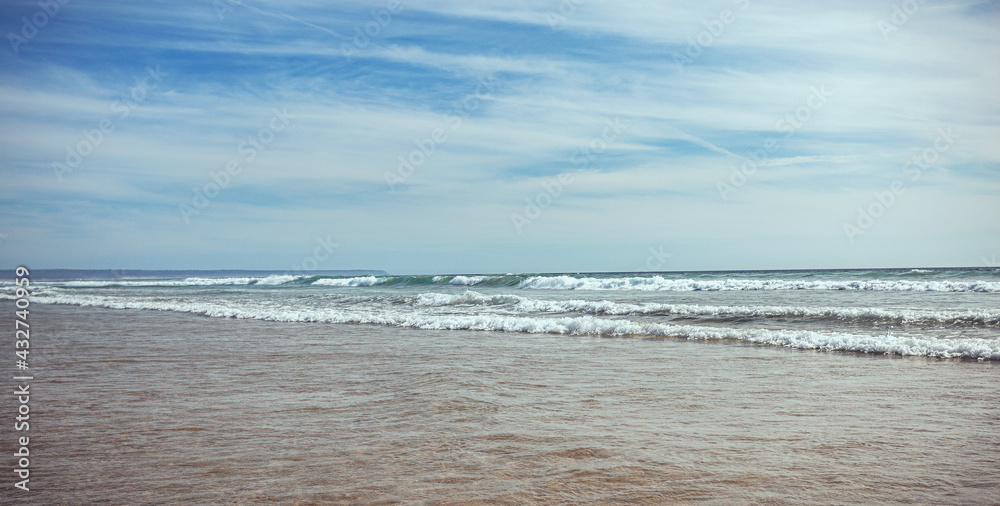 beach and summer vacation. beautiful seascapes on the beach without people. wide panorama