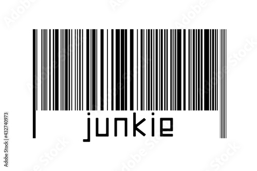 Obraz na płótnie Barcode on white background with inscription junkie below