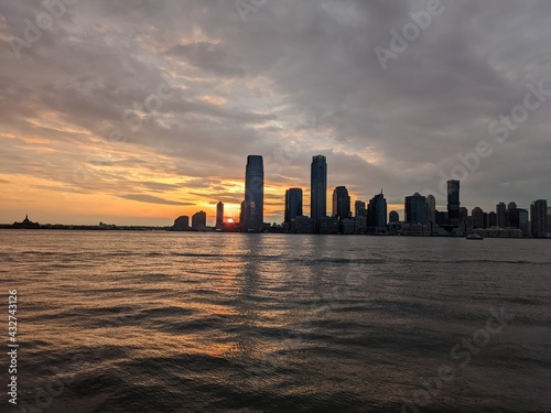 Sunset over the Hudson River and Jersey City from Manhattan  New York City  NY - April 2021