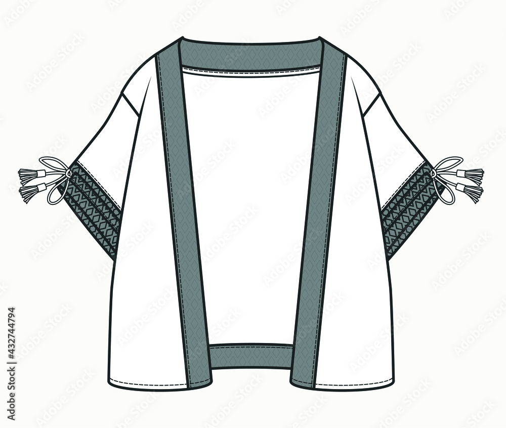 Vector Long Sleeved Jacket Tassel Trim Fashion Cad Summer Woman Stock  Vector by ©yuli2217 542399410