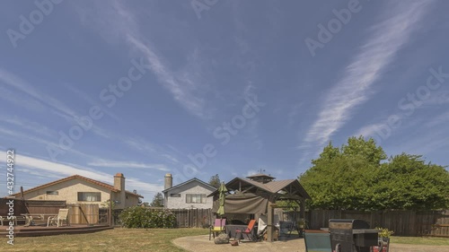 Sky moving above the houses with clouds in motion 