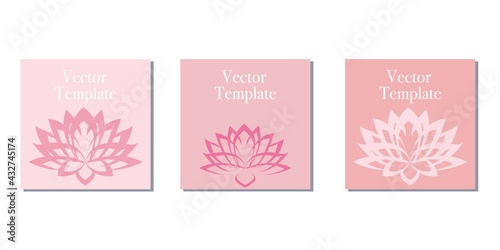 Healing and Beauty concept Lotus flower decoration square template. Pink Floral Vector template. Vector illustration.