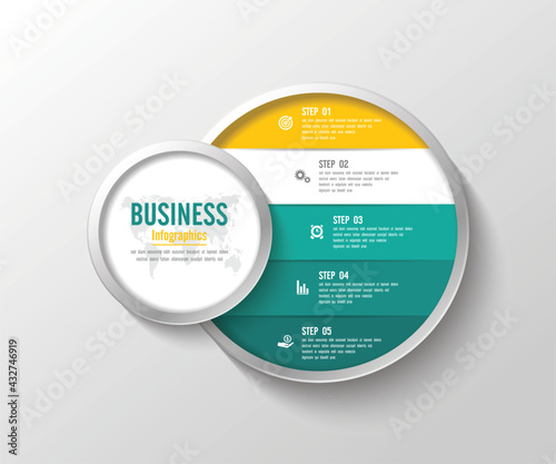 Presentation business infographic template with 5 step