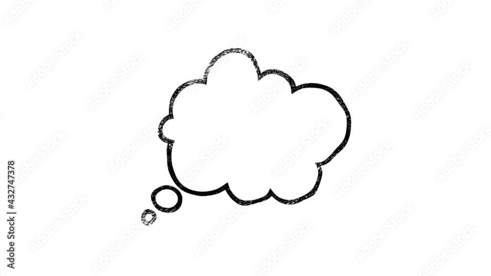 Thinking cartoon cloud bubble sketch doodles being animated. Hand-drawn moving scribble on white background Thinking cartoon cloud bubble sketch doodles being animated. Hand-drawn moving scribble on white background