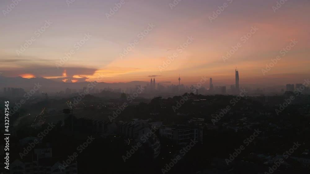Aerial View of National Palace with Kuala lumpur City background during Sunrise Aerial View of National Palace with Kuala lumpur City background during Sunrise