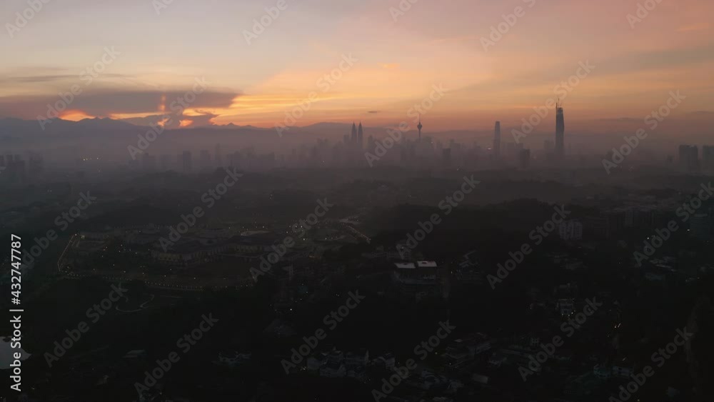Aerial View of National Palace with Kuala lumpur City background during Sunrise Aerial View of National Palace with Kuala lumpur City background during Sunrise