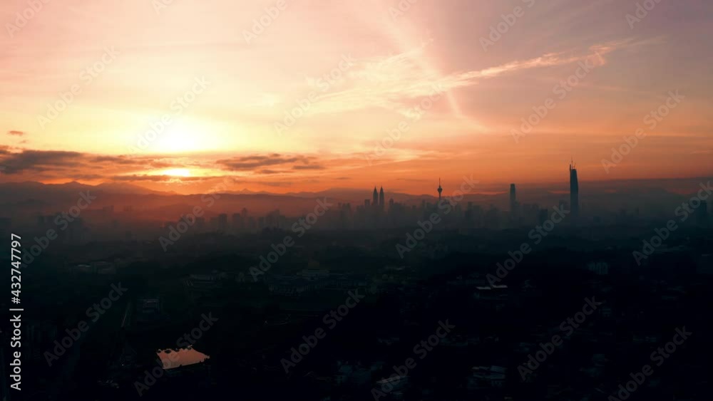Aerial View of National Palace with Kuala lumpur City background during Sunrise Aerial View of National Palace with Kuala lumpur City background during Sunrise