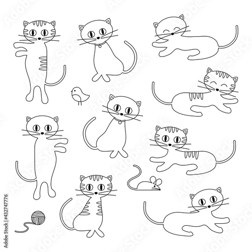 cute cats vector digital stamps