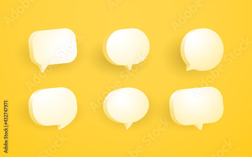 3d yellow speech bubble collection