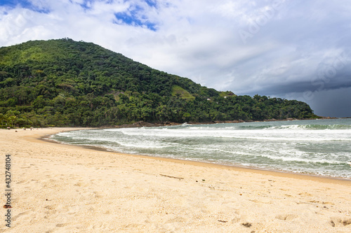 Camburizinho, São Sebastião, SP, Brazil, April, 29, 2021. View from the beach