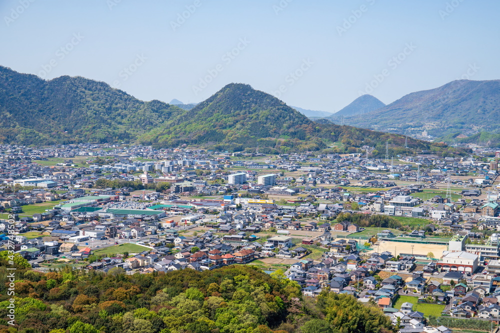 Cityscape of Takamatsu city suburbs , Kagawa, Shikoku, Japan	
