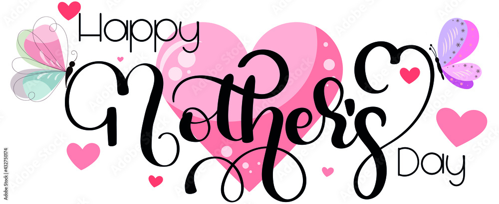 Celebration Happy Mother's Day Calligraphy vector with flowers and leaves. Greeting Card vector. Illustration Mother's day Celebration Happy Mother's Day Calligraphy vector with flowers and leaves. Greeting Card vector. Illustration Mother's day
