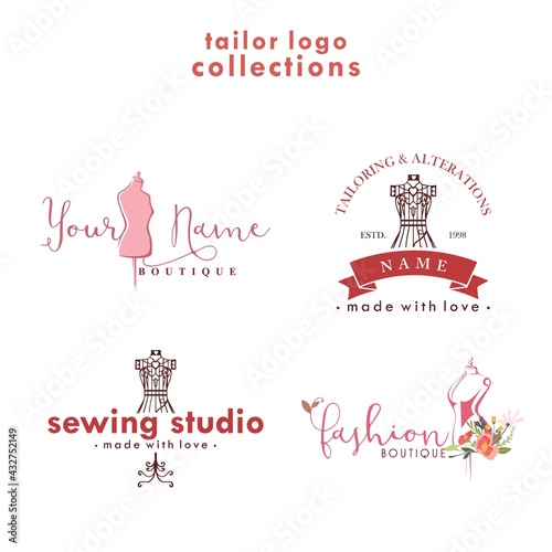 Tailor Logo Set, Tailor Boutique Logo Collections, Simple Tailor Collections Logo Vector Design Template