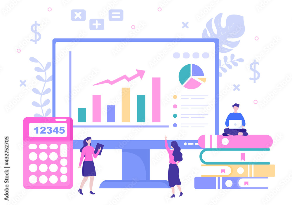 Financial Management or Accounting Vector Illustration For Increase Income, Economic Analysis, Finance Statement And Budget Concept