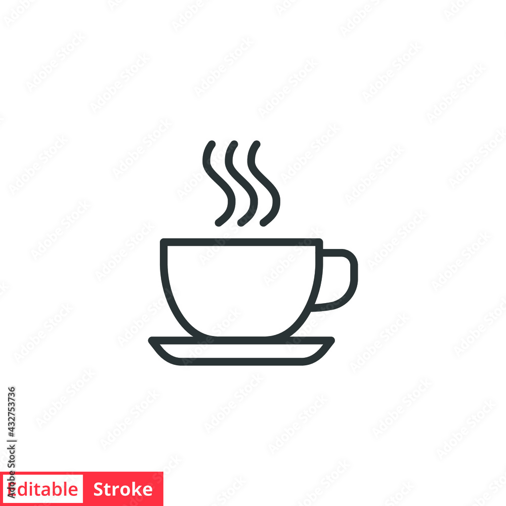 Coffee line icon. Simple outline style. Drink, glass, tea, water, chocolate, coffe cup, kitchen, restaurant concept. Vector illustration isolated on white background. Editable stroke EPS 10 Coffee line icon. Simple outline style. Drink, glass, tea, water, chocolate, coffe cup, kitchen, restaurant concept. Vector illustration isolated on white background. Editable stroke EPS 10