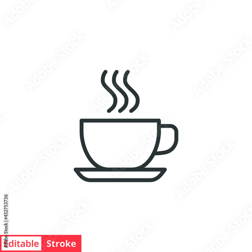 Coffee line icon. Simple outline style. Drink  glass  tea  water  chocolate  coffe cup  kitchen  restaurant concept. Vector illustration isolated on white background. Editable stroke EPS 10