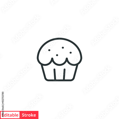 Cupcake line icon. Simple outline style. Bakery, cake, dessert, muffin, kitchen, restaurant concept. Vector illustration isolated on white background. Editable stroke EPS 10