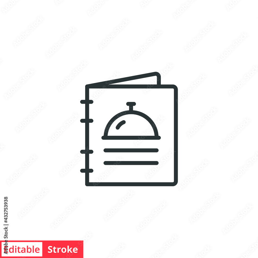 Restaurant menu line icon. Simple outline style. Booklet, food menu ...