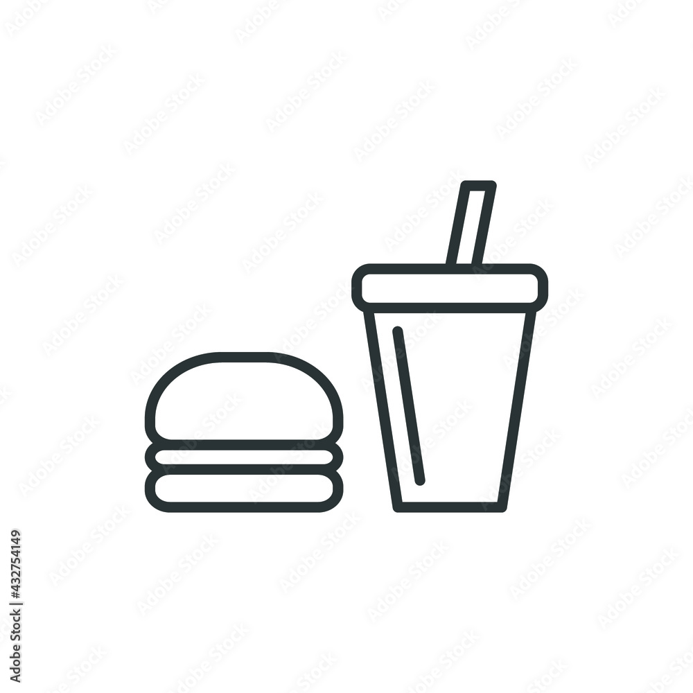 Junk food line icon. Simple outline style. Burger, fast food, food, soft drink, restaurant concept. Vector illustration isolated on white background. EPS 10 Junk food line icon. Simple outline style. Burger, fast food, food, soft drink, restaurant concept. Vector illustration isolated on white background. EPS 10