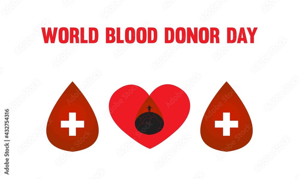 Creative World Blood Donor Day icon, Plus sign, Blood symbol, Red Heart Shape Flat, Vector illustration Creative World Blood Donor Day icon, Plus sign, Blood symbol, Red Heart Shape Flat, Vector illustration