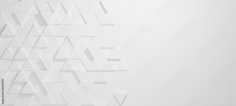 Abstract and Illustration of a white triangle background,light and shadow with free space in right.3D rendering and copy space. Abstract and Illustration of a white triangle background,light and shadow with free space in right.3D rendering and copy space.