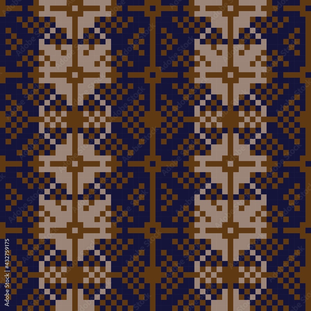 Obraz premium Brown Christmas Fair Isle Seamless Pattern Background