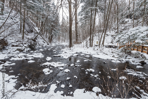 Snow, woods and rivers in Changbai Mountain, Jilin Province, China in winter photo