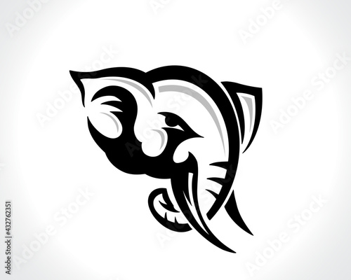 cartoon head elephant drawing art logo design illustration