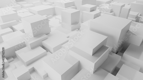 3d rendering of a city view from above. City illustration with checkered shape