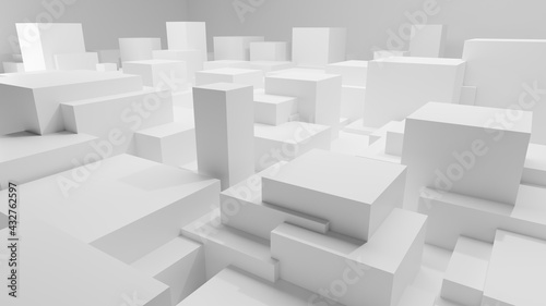3d rendering of a city view from above. City illustration with checkered shape