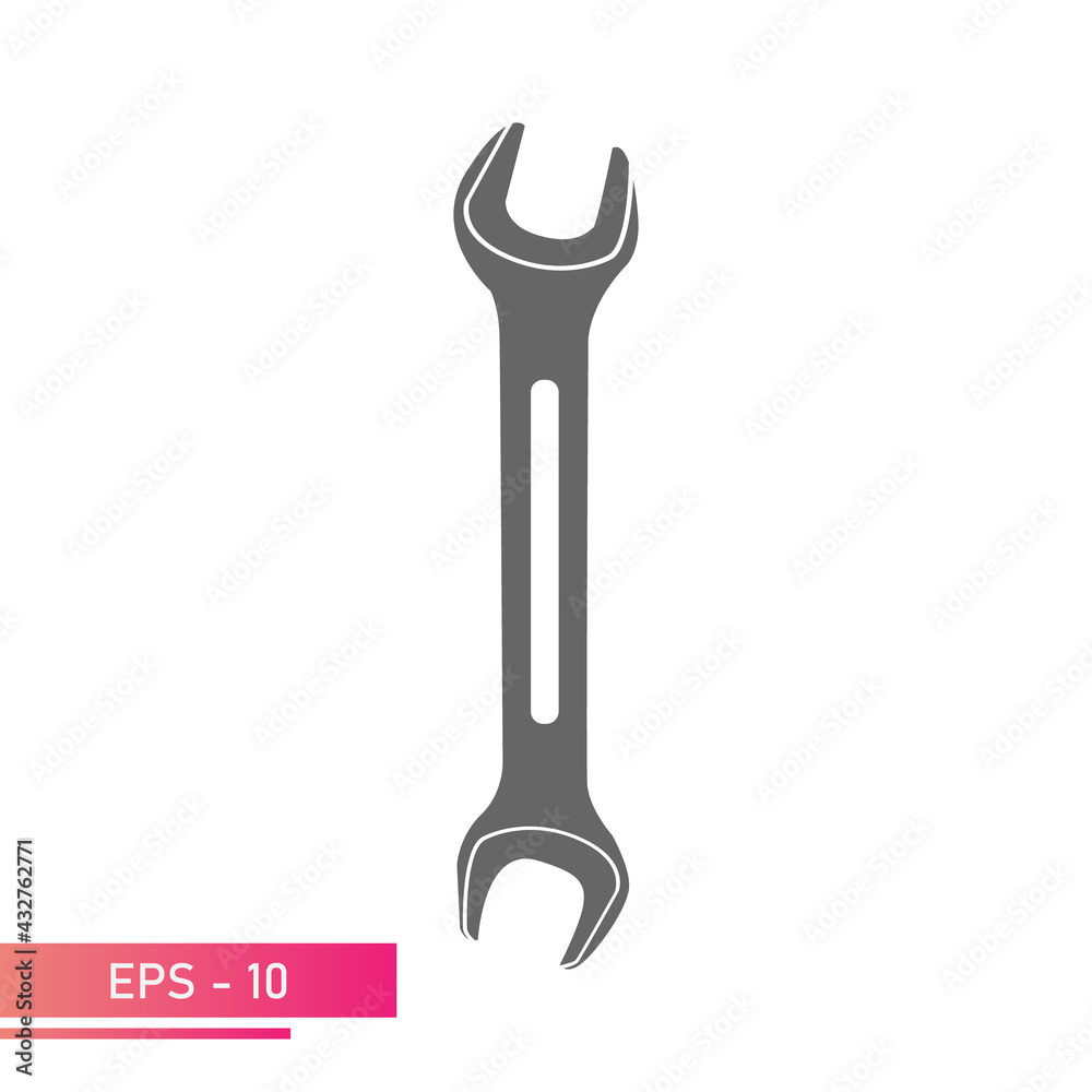 A wrench. Solid design. On a white background. Tools for an auto mechanic. Flat vector illustration. A wrench. Solid design. On a white background. Tools for an auto mechanic. Flat vector illustration.