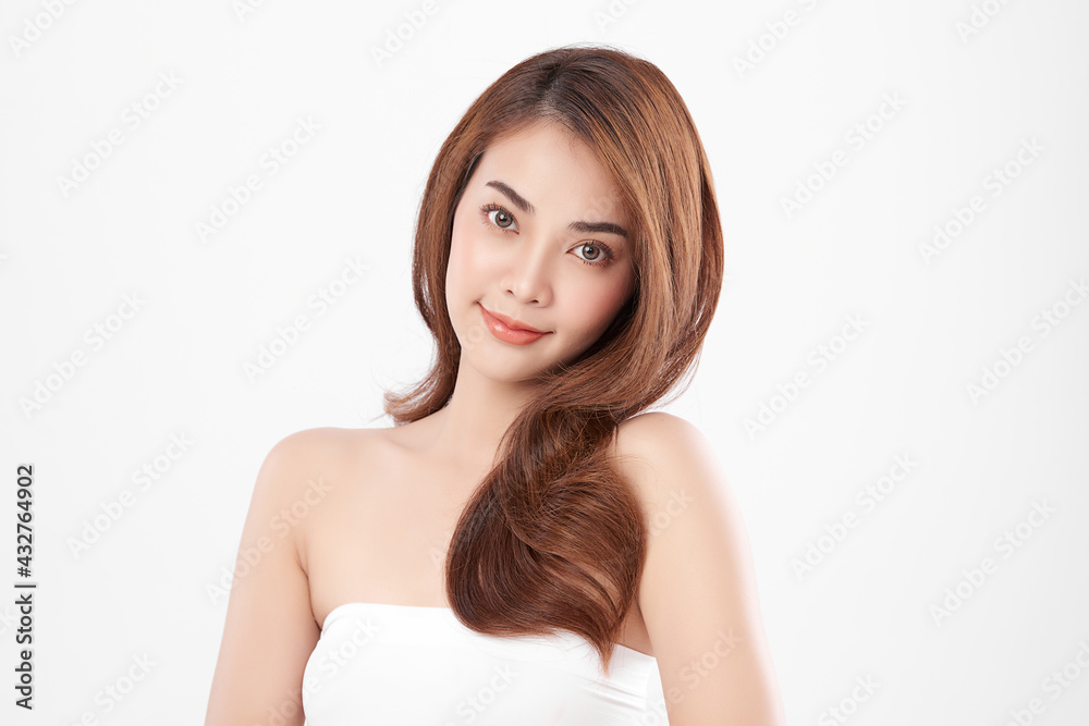 Beautiful young asian woman with clean fresh skin on white background, Face care, Facial treatment, Cosmetology, beauty and spa, Asian women portrait Beautiful young asian woman with clean fresh skin on white background, Face care, Facial treatment, Cosmetology, beauty and spa, Asian women portrait