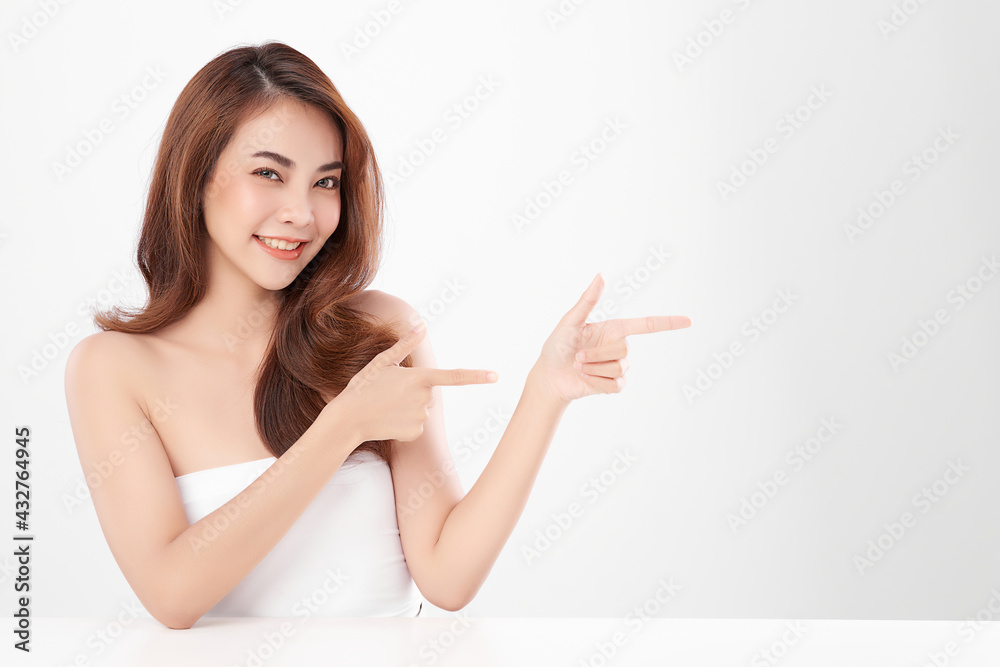 Beautiful young asian woman with clean fresh skin on white background, Face care, Facial treatment, Cosmetology, beauty and spa, Asian women portrait Beautiful young asian woman with clean fresh skin on white background, Face care, Facial treatment, Cosmetology, beauty and spa, Asian women portrait